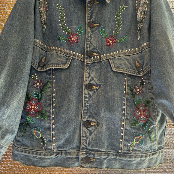 Code Blue vintage Jean Jacket Beaded Floral. Women’s size M - Picture 3 of 16
